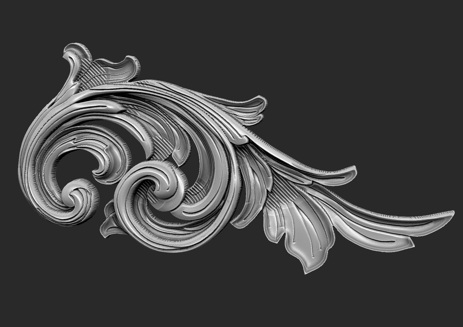 Pattern gothic leaf engrave CNC royal luxury printing 3D print model_3