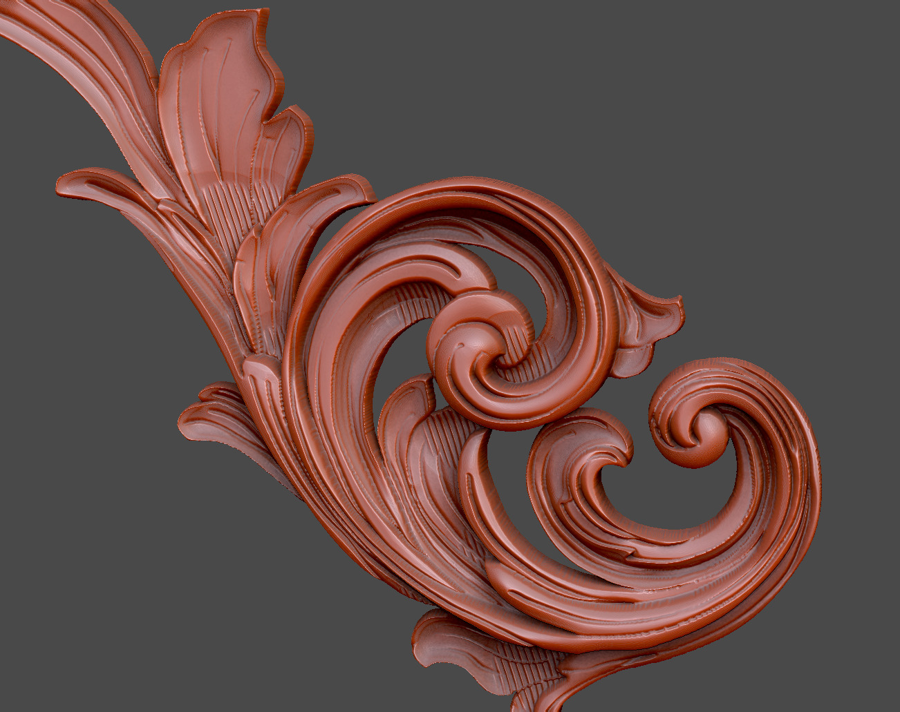 Pattern gothic leaf engrave CNC royal luxury printing 3D print model_4