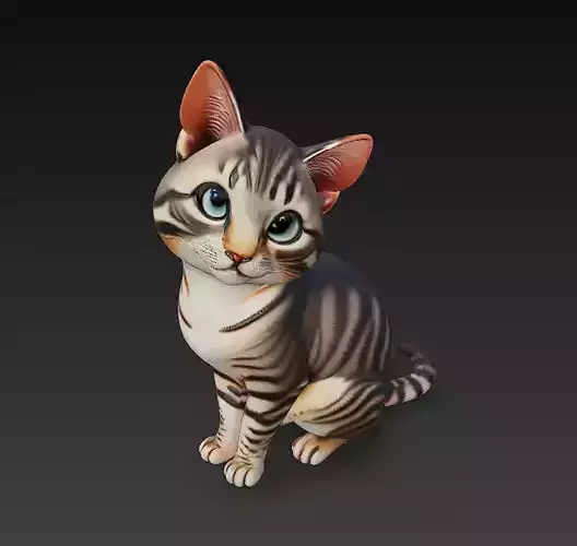Cat Realistic 3D Model Basic - Low Poly Realistic