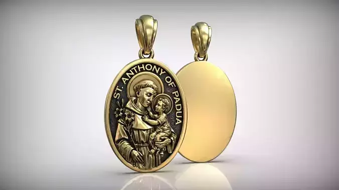 Saint Anthony of Padua Christian Catholic Medallion 3D print model