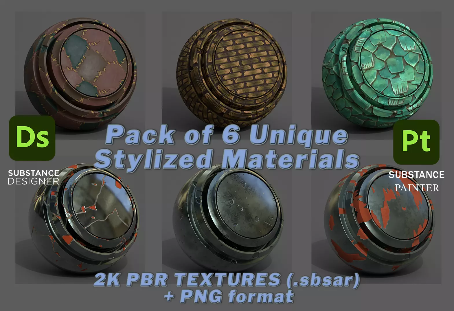 Pack of 6 Unique Stylized Materials Texture_0