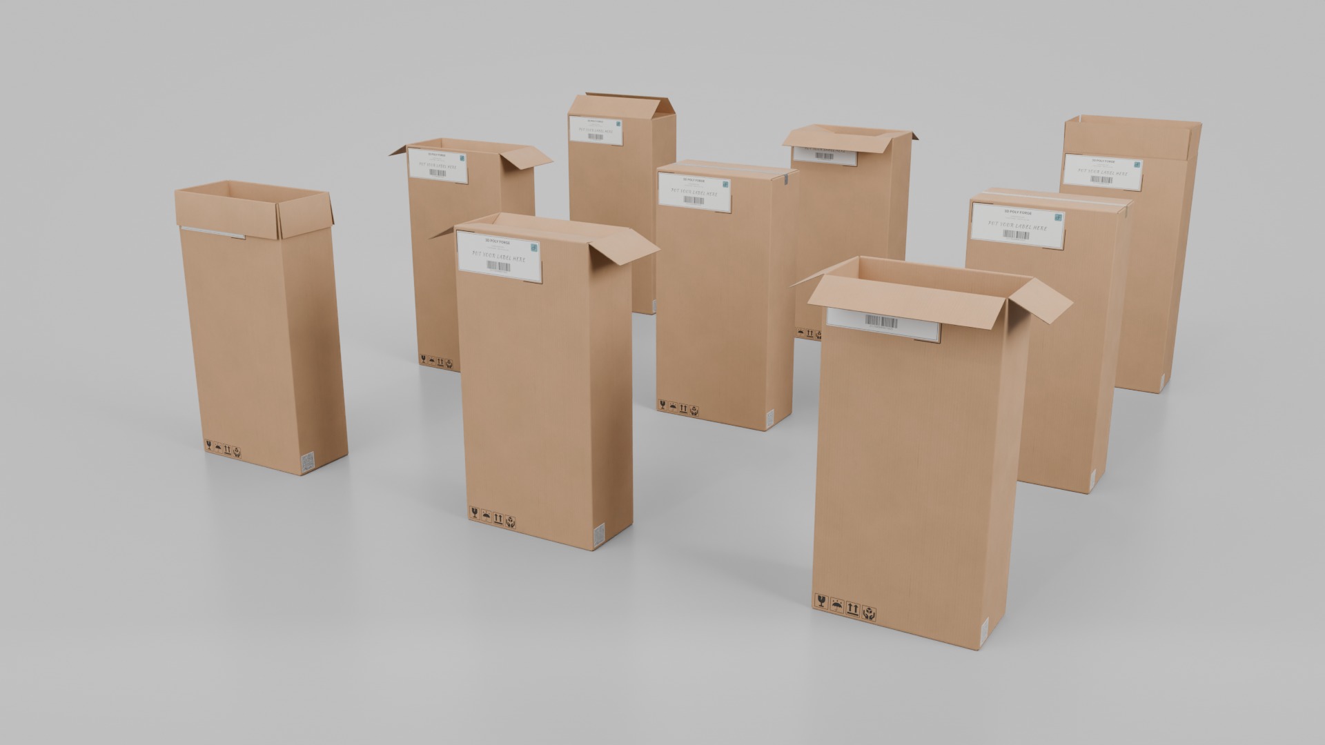Shipping and Logistics Boxes - Rigged and Customizable Set 3D Model Collection_34