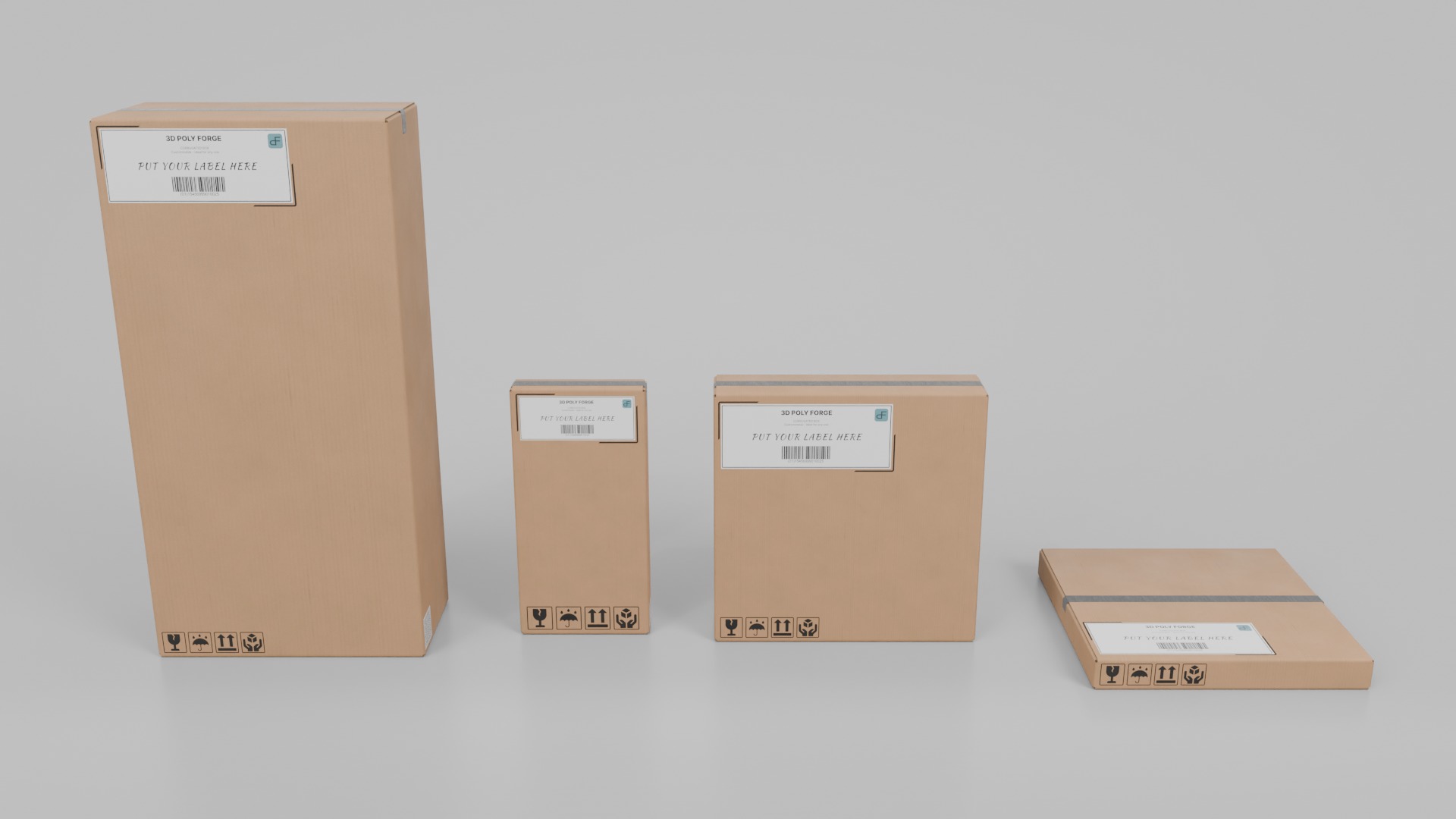 Shipping and Logistics Boxes - Rigged and Customizable Set 3D Model Collection_7