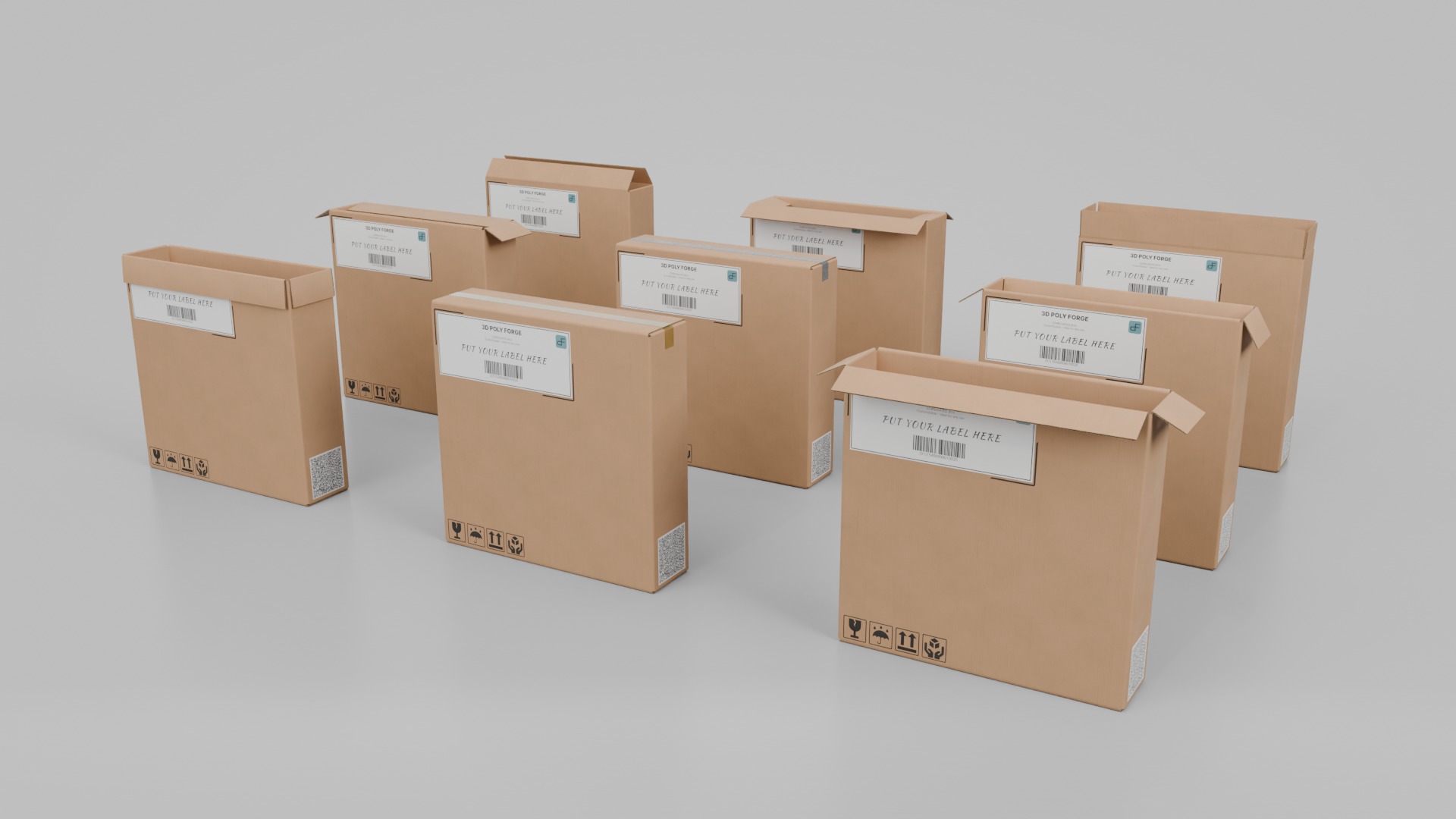Shipping and Logistics Boxes - Rigged and Customizable Set 3D Model Collection_24
