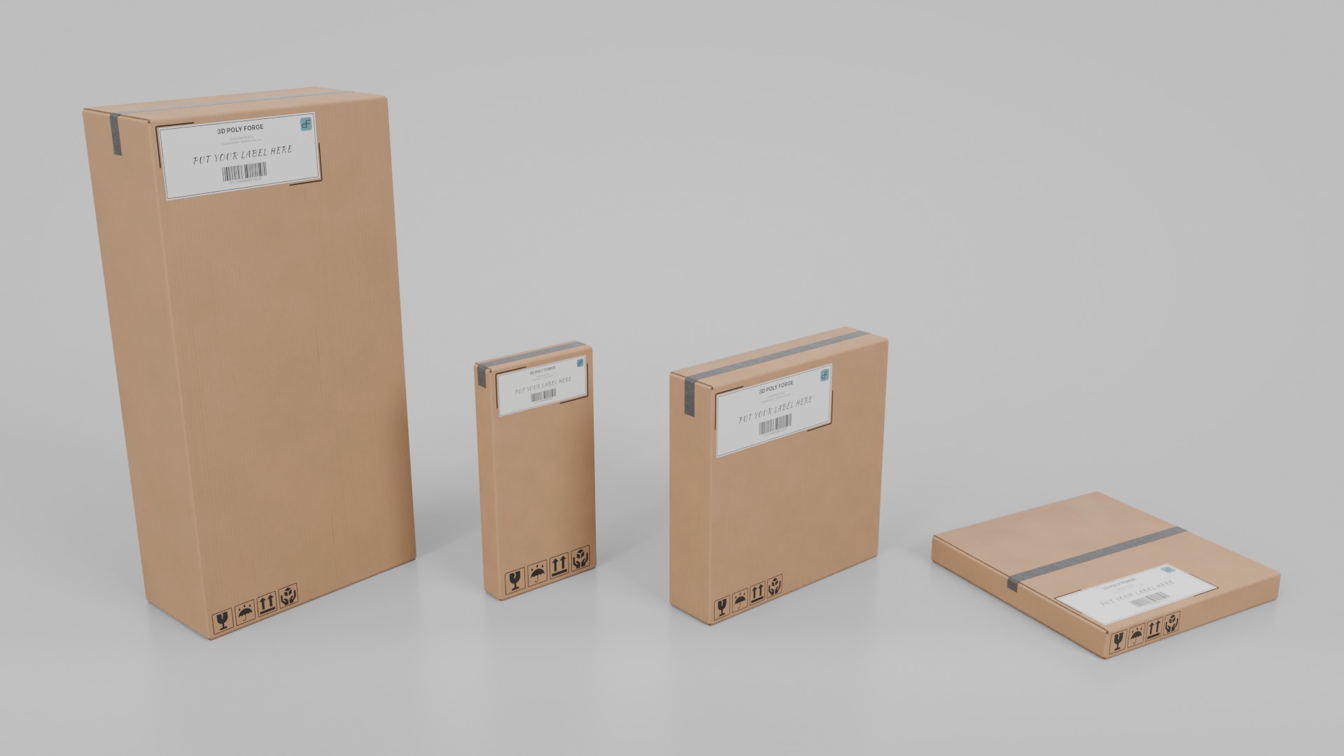 Shipping and Logistics Boxes - Rigged and Customizable Set 3D Model Collection_5
