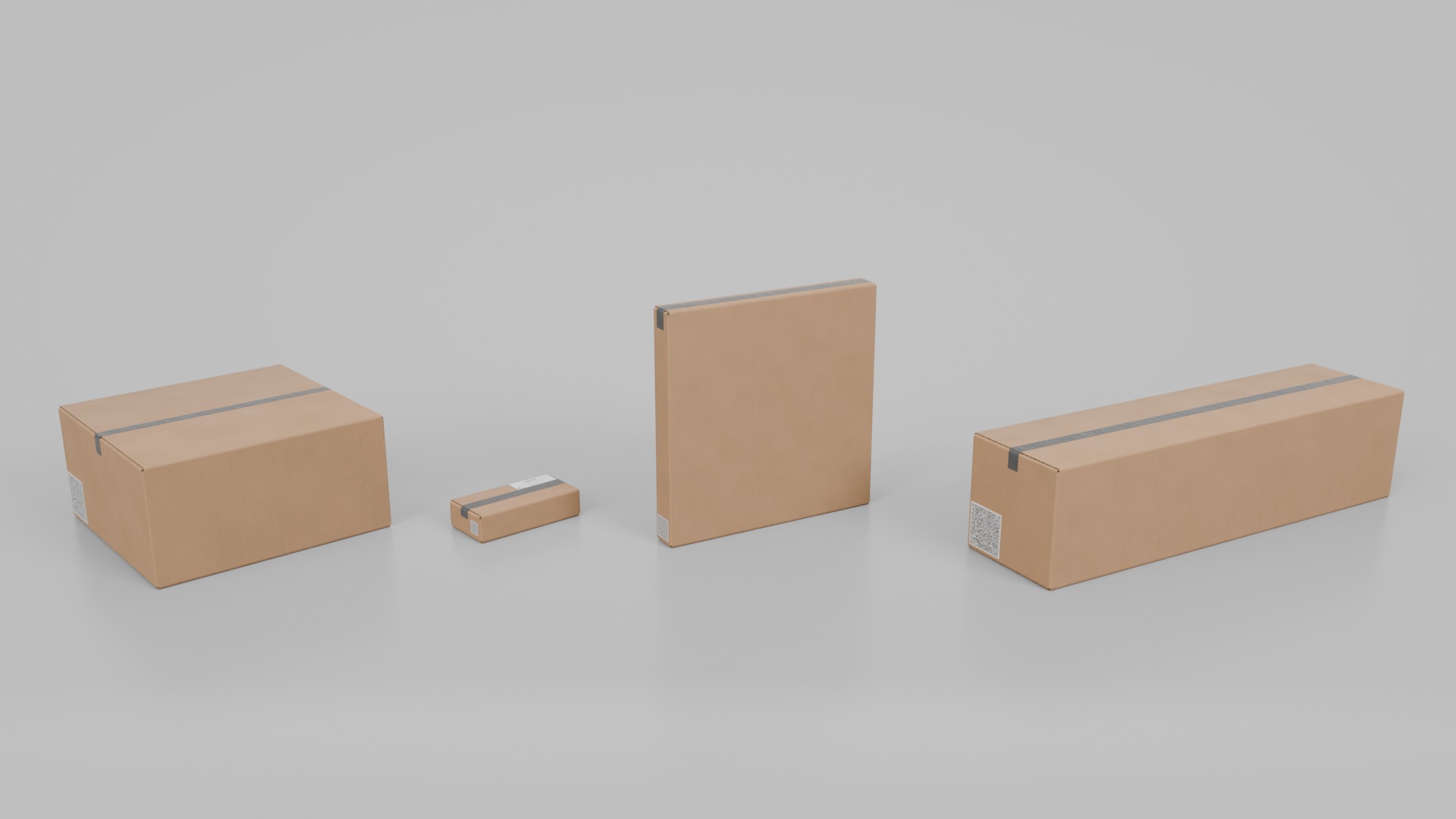 Mixed Size Cardboard Boxes - Rigged and Customizable Set 3D Model Collection_6