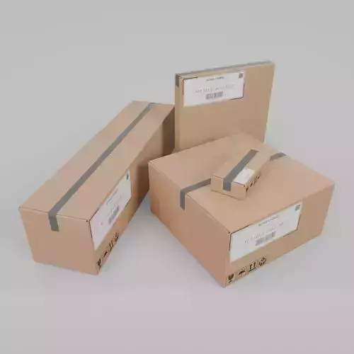 Mixed Size Cardboard Boxes - Rigged and Customizable Set 3D Model Collection