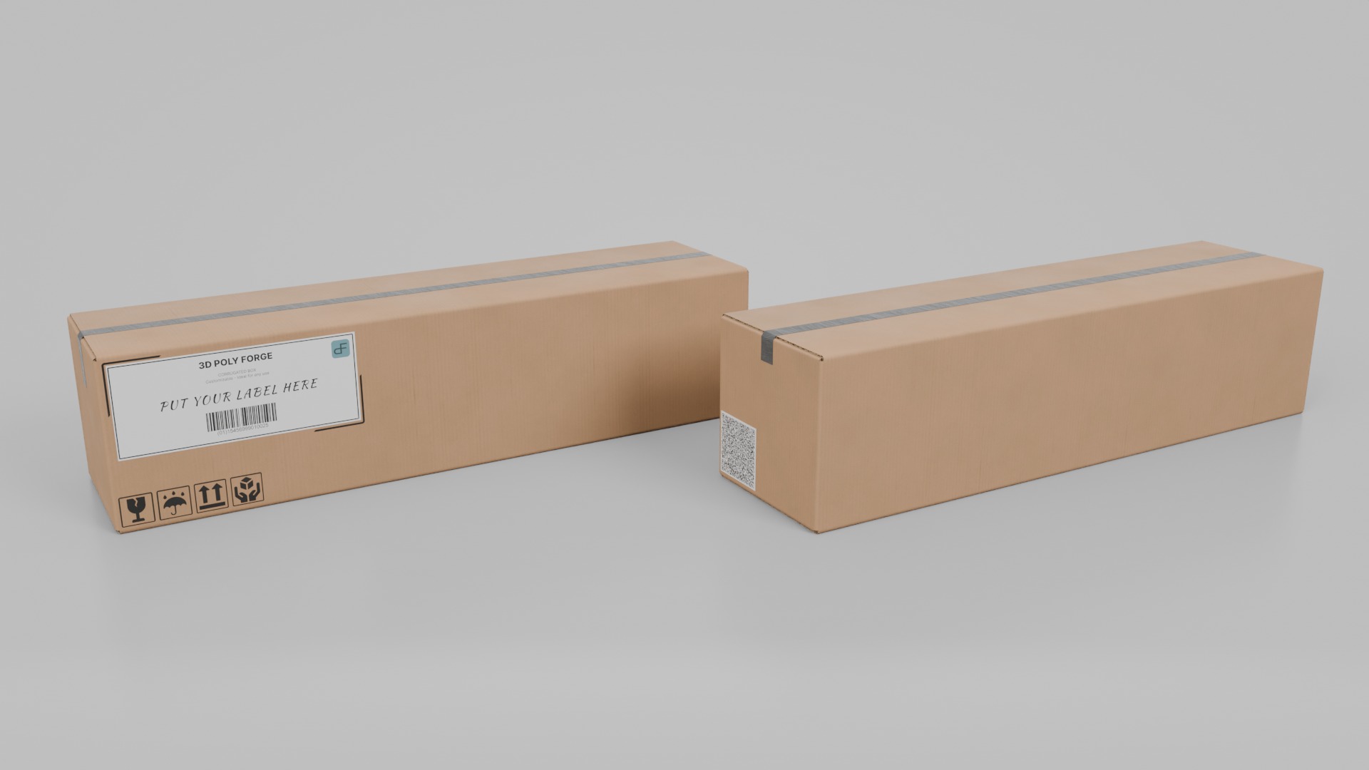 Mixed Size Cardboard Boxes - Rigged and Customizable Set 3D Model Collection_28