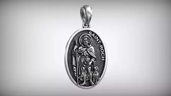 Saint Roch Medal Rochus Catholic Christian Pendant 3D print model