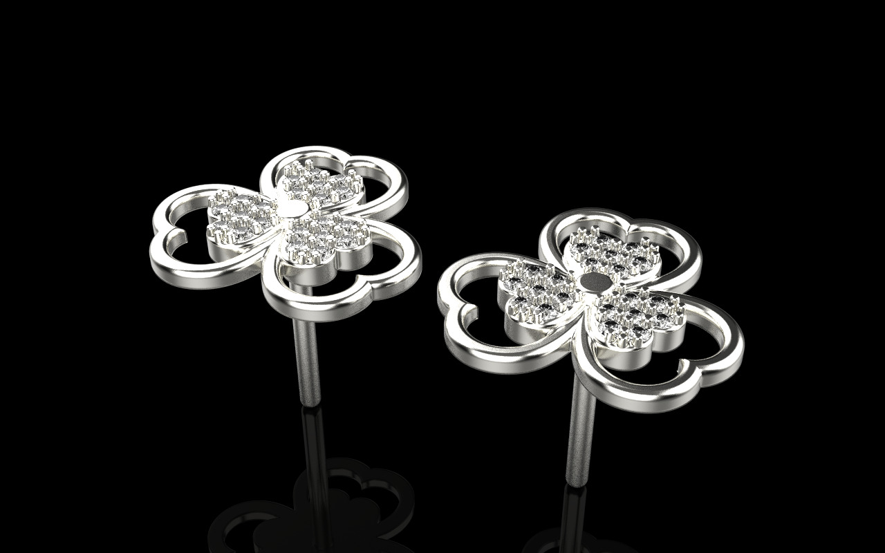 Heart stud earring model 1091 3D print model_18