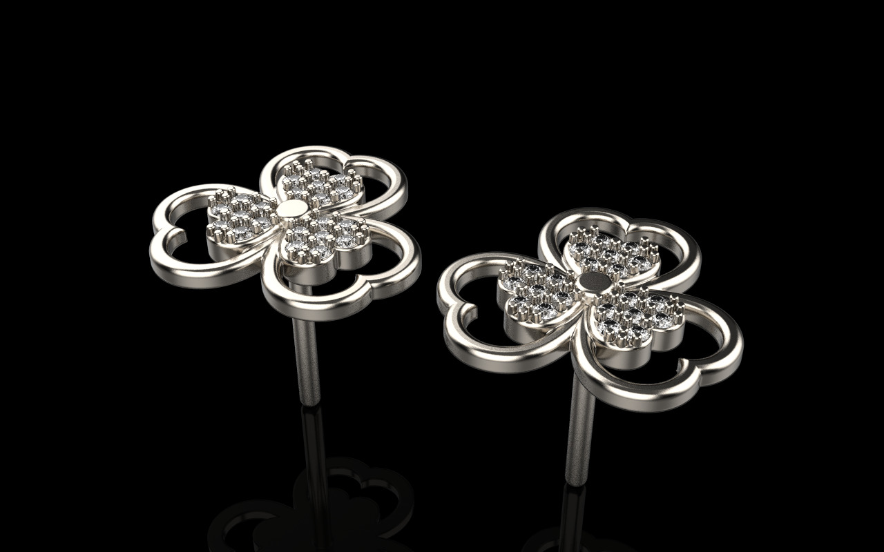 Heart stud earring model 1091 3D print model_17