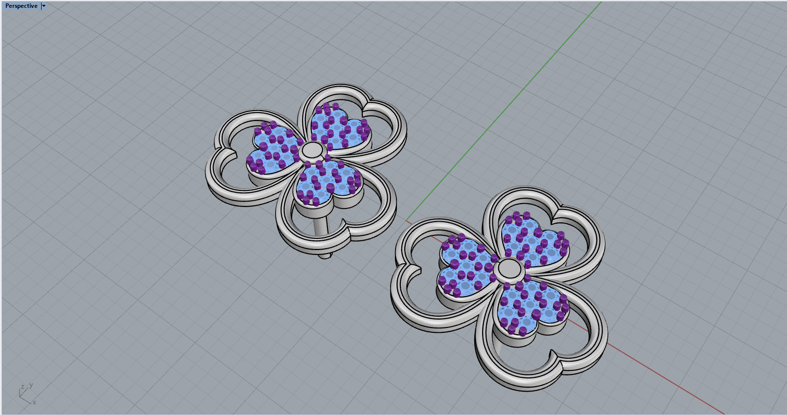 Heart stud earring model 1091 3D print model_8