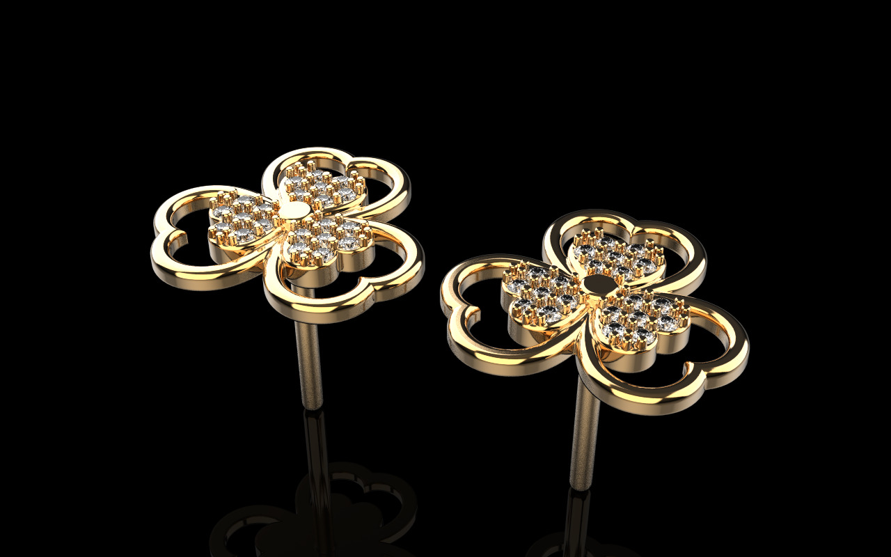 Heart stud earring model 1091 3D print model_15