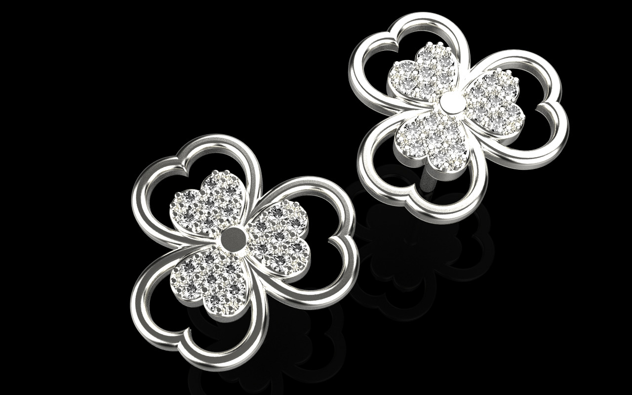 Heart stud earring model 1091 3D print model_23