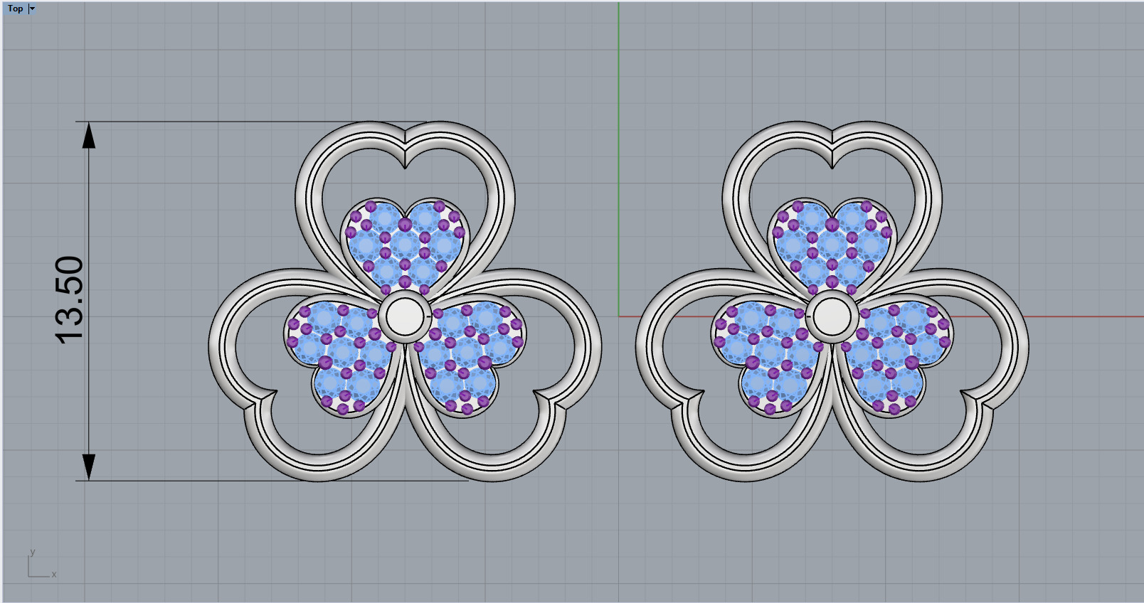 Heart stud earring model 1091 3D print model_5