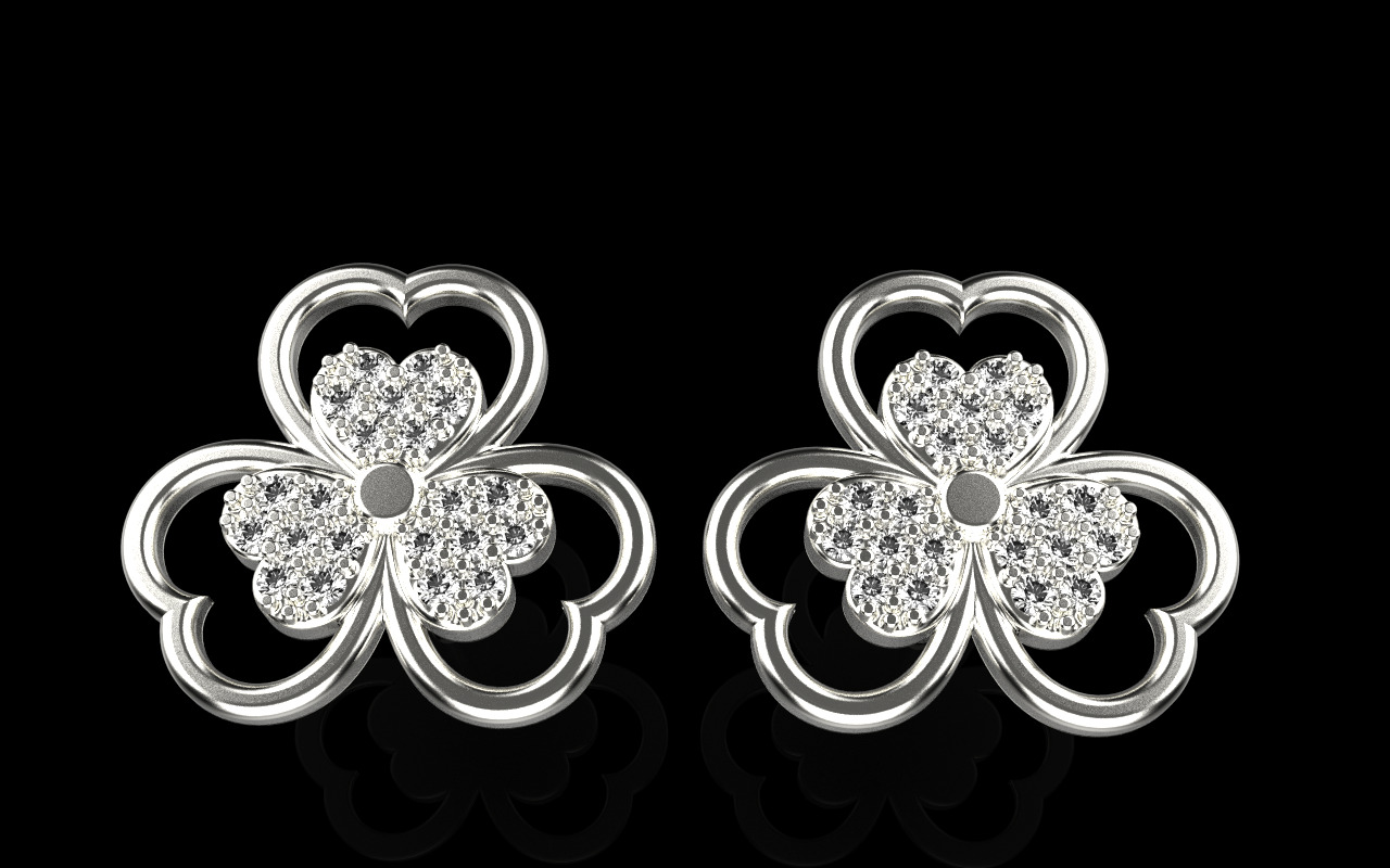 Heart stud earring model 1091 3D print model_13