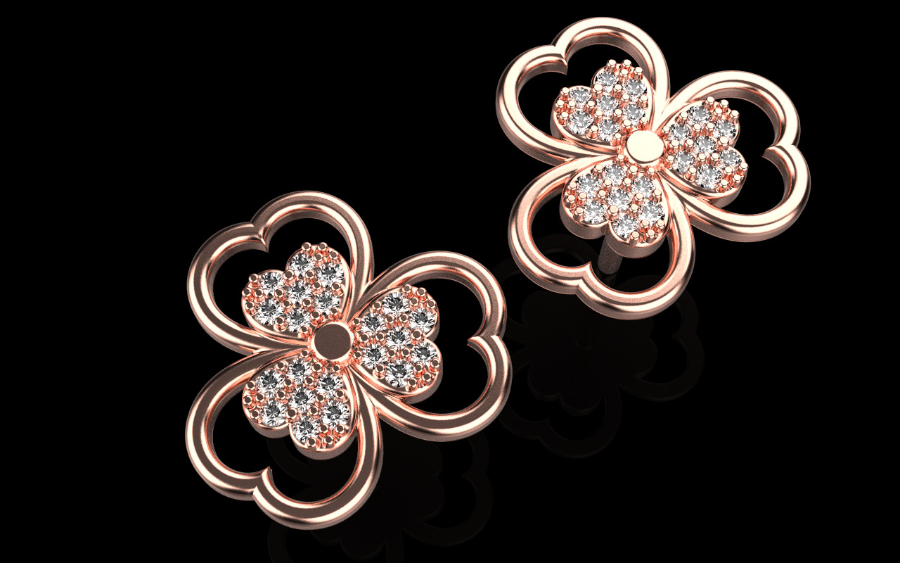 Heart stud earring model 1091 3D print model_22