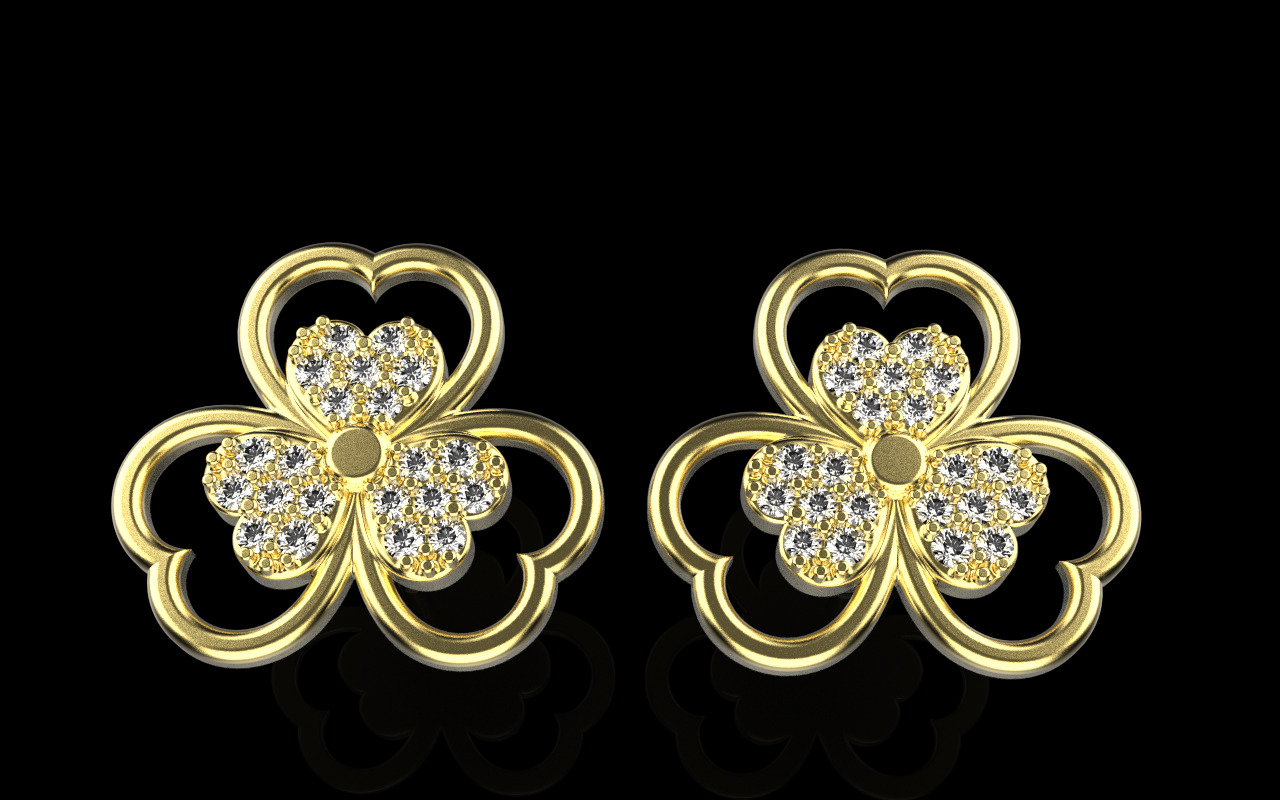 Heart stud earring model 1091 3D print model_9