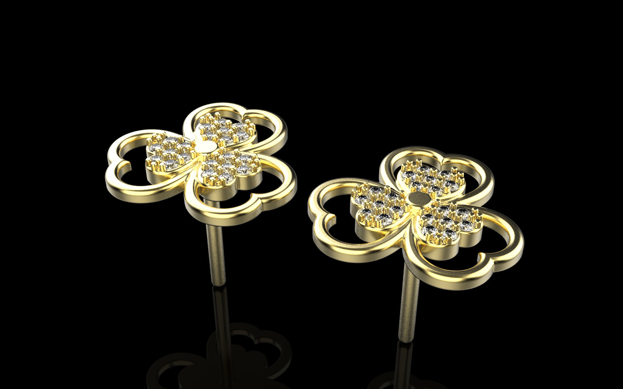 Heart stud earring model 1091 3D print model_14