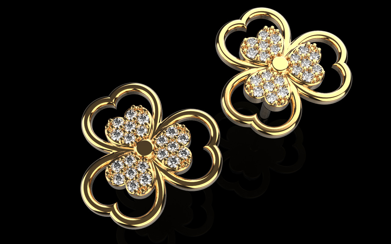 Heart stud earring model 1091 3D print model_20