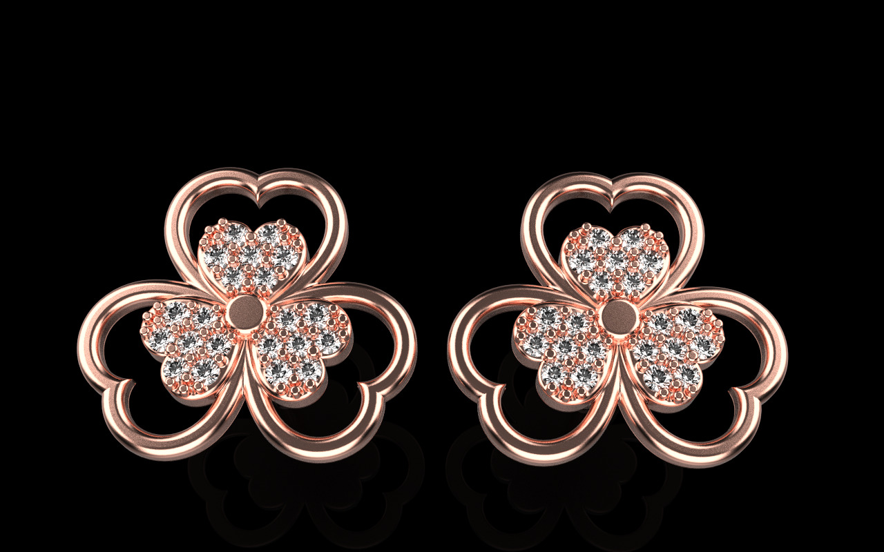 Heart stud earring model 1091 3D print model_12