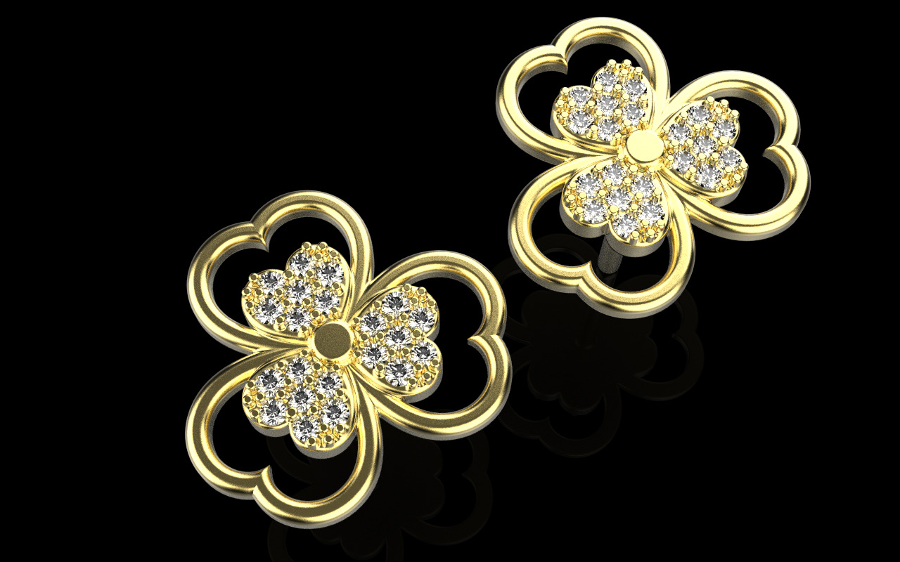 Heart stud earring model 1091 3D print model_19