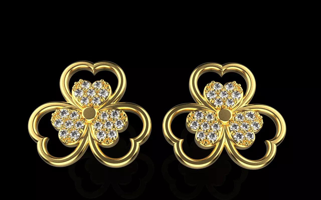 Heart stud earring model 1091 3D print model_0