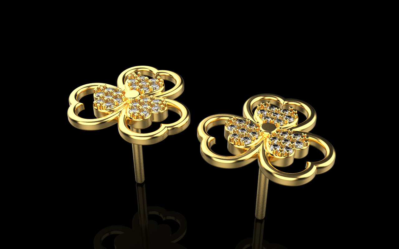 Heart stud earring model 1091 3D print model_1