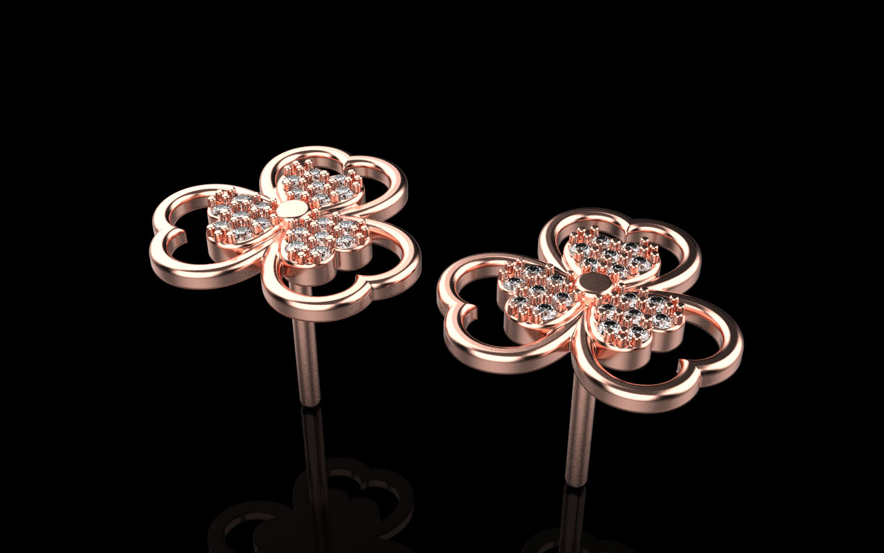 Heart stud earring model 1091 3D print model_16