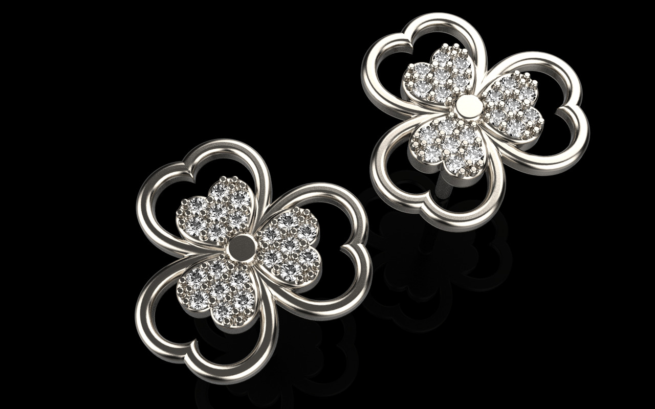 Heart stud earring model 1091 3D print model_21