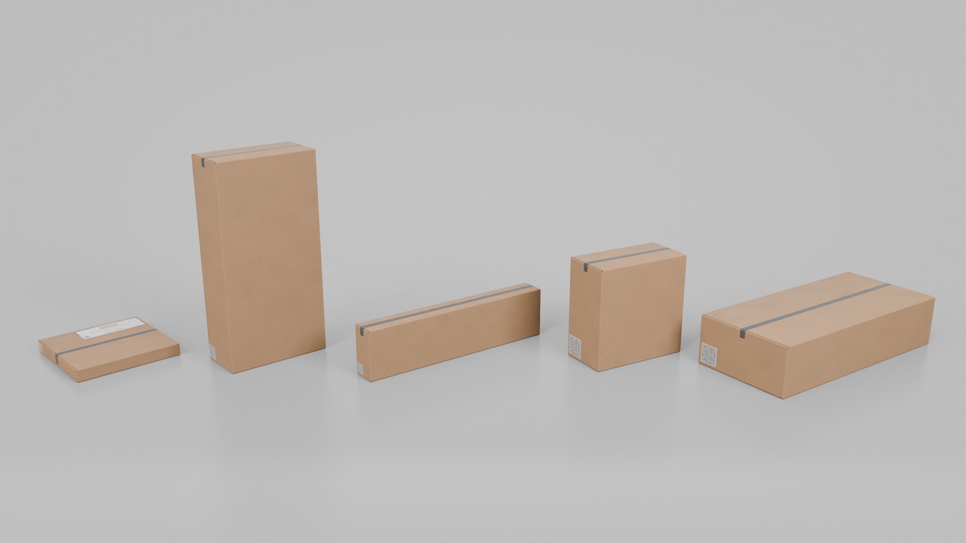 Heavy-Duty Cardboard Boxes - Rigged and Customizable Set 3D Model Collection_7