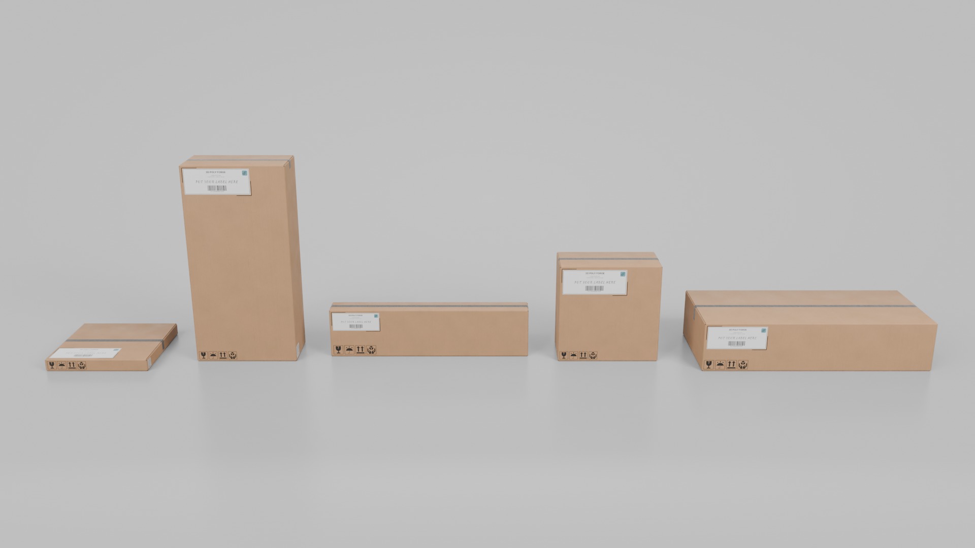 Heavy-Duty Cardboard Boxes - Rigged and Customizable Set 3D Model Collection_8