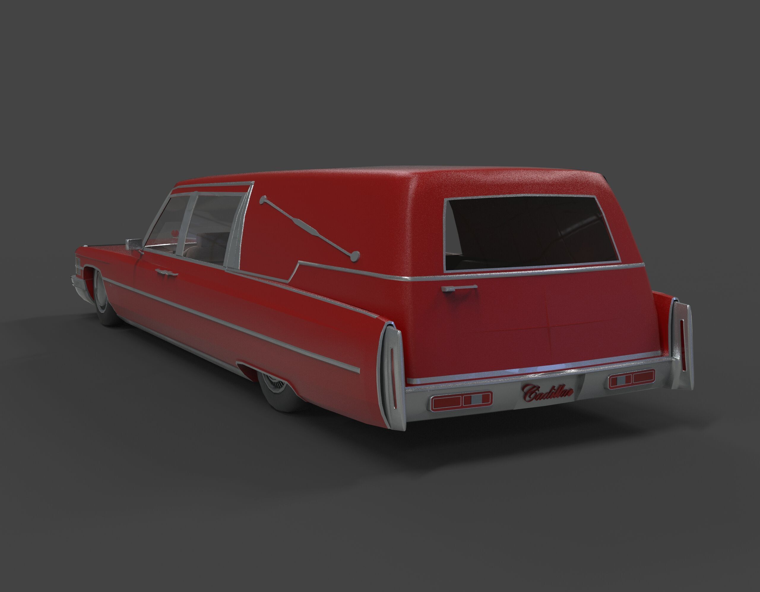 Old Black hearse Car 3D model_2