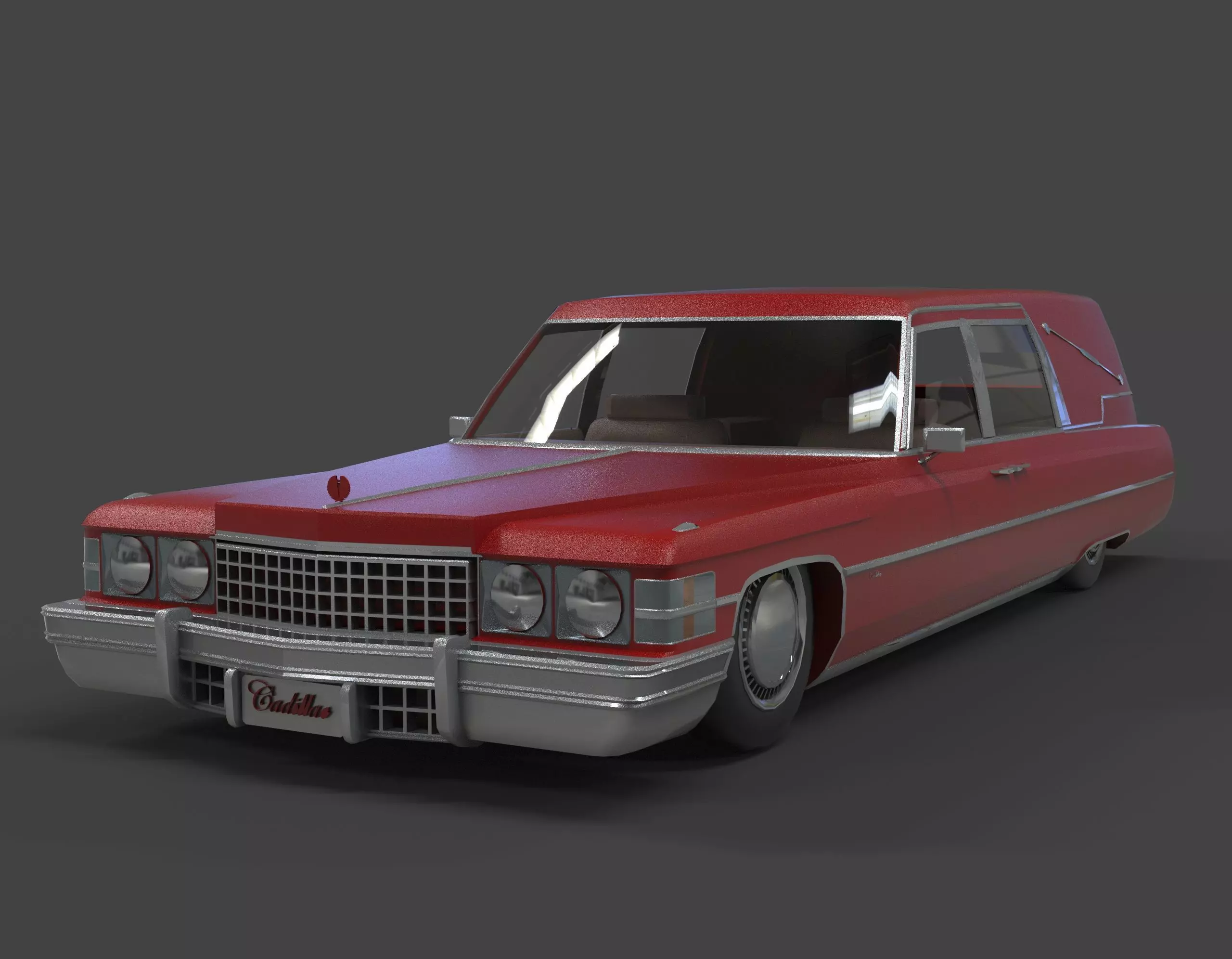 Old Black hearse Car 3D model_0