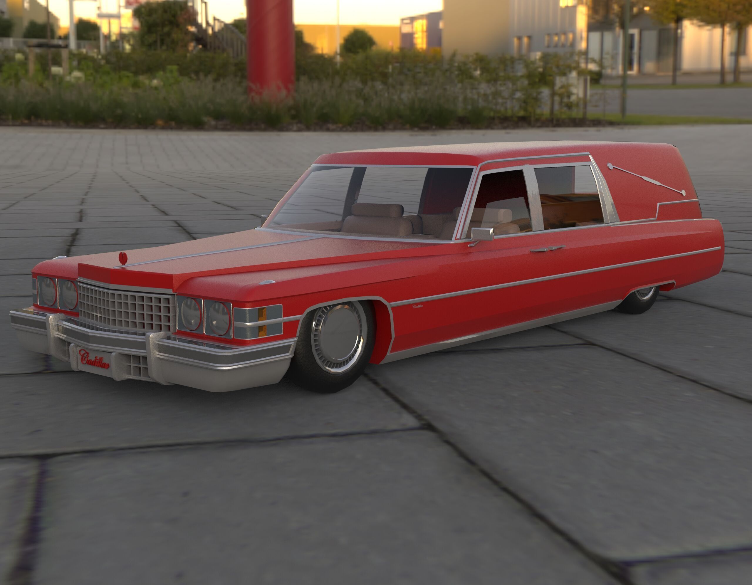 Old Black hearse Car 3D model_1