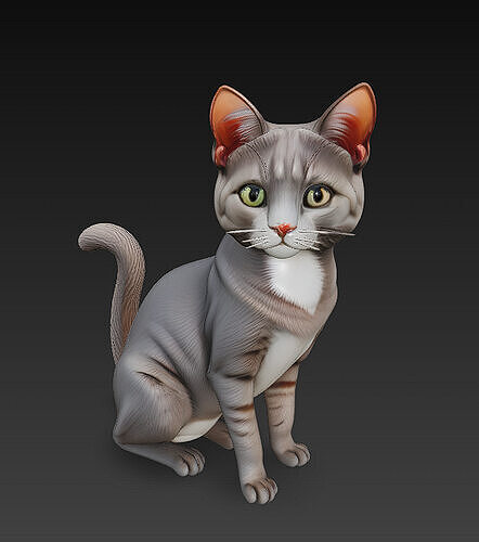 Cat Realistic 3D Model Basic - Low Poly Realistic Low-poly 3D model