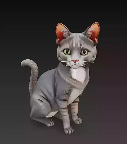 Cat Realistic 3D Model Basic - Low Poly Realistic