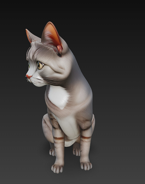 Cat Realistic 3D Model Basic - Low Poly Realistic Low-poly 3D model_1