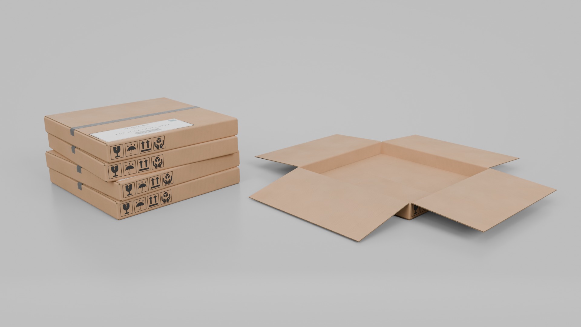 Warehouse Cardboard Boxes - Rigged and Customizable Set 3D Model Collection_55
