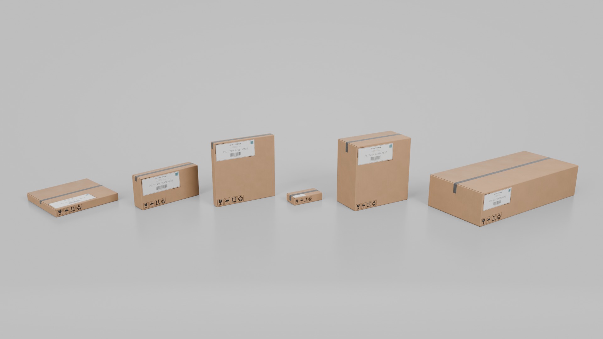 Warehouse Cardboard Boxes - Rigged and Customizable Set 3D Model Collection_7