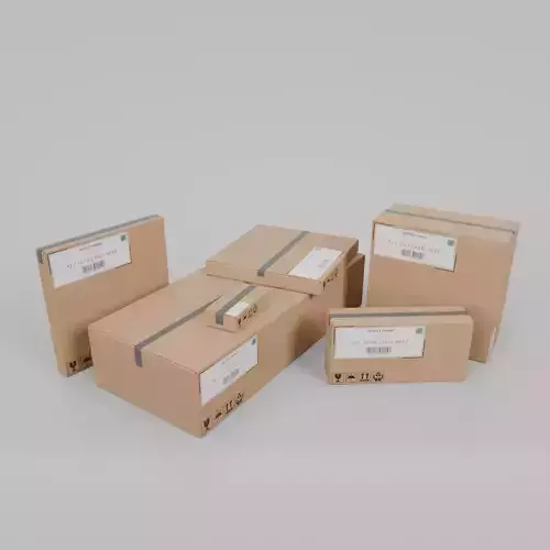 Warehouse Cardboard Boxes - Rigged and Customizable Set 3D Model Collection