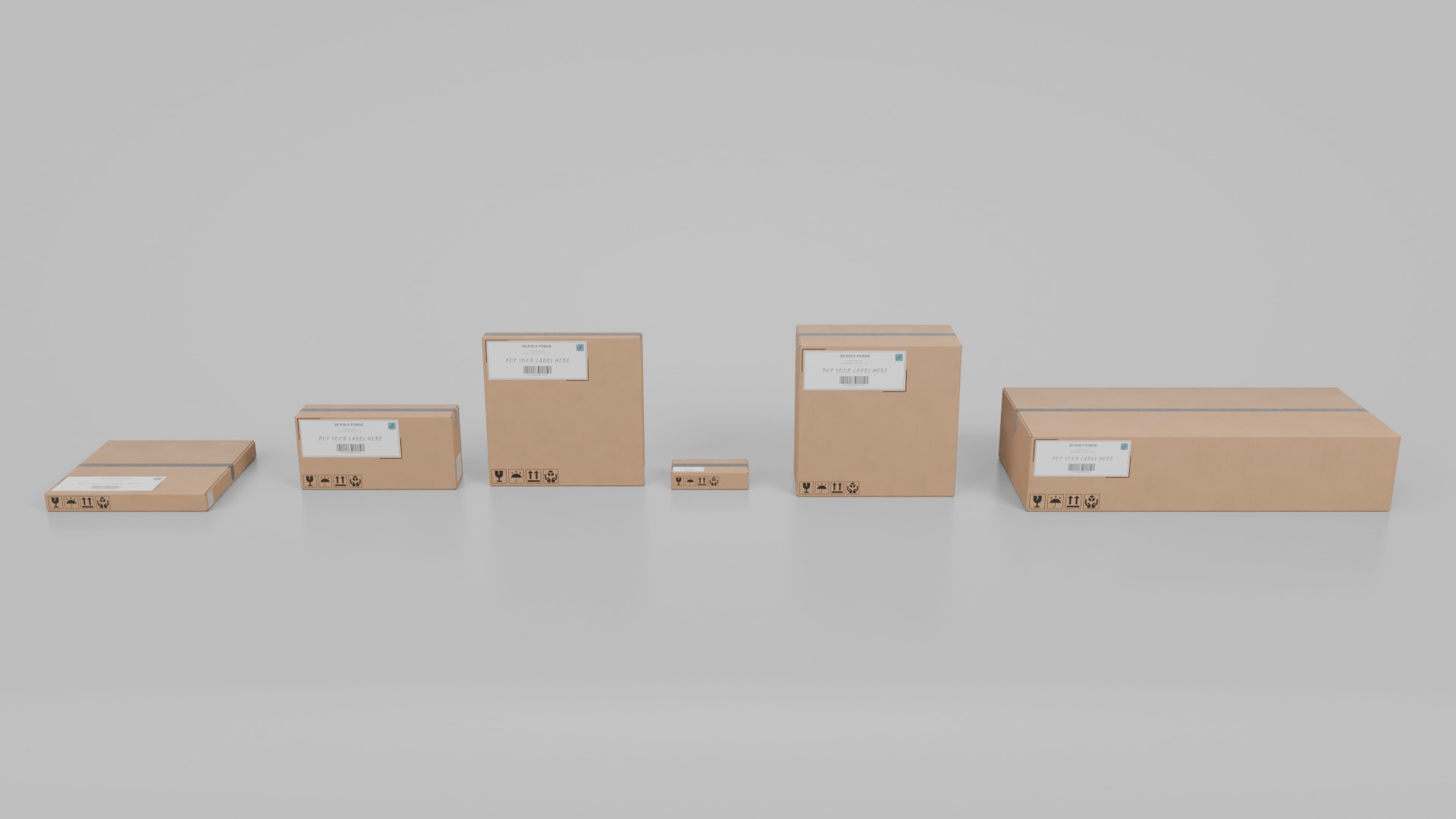 Warehouse Cardboard Boxes - Rigged and Customizable Set 3D Model Collection_9