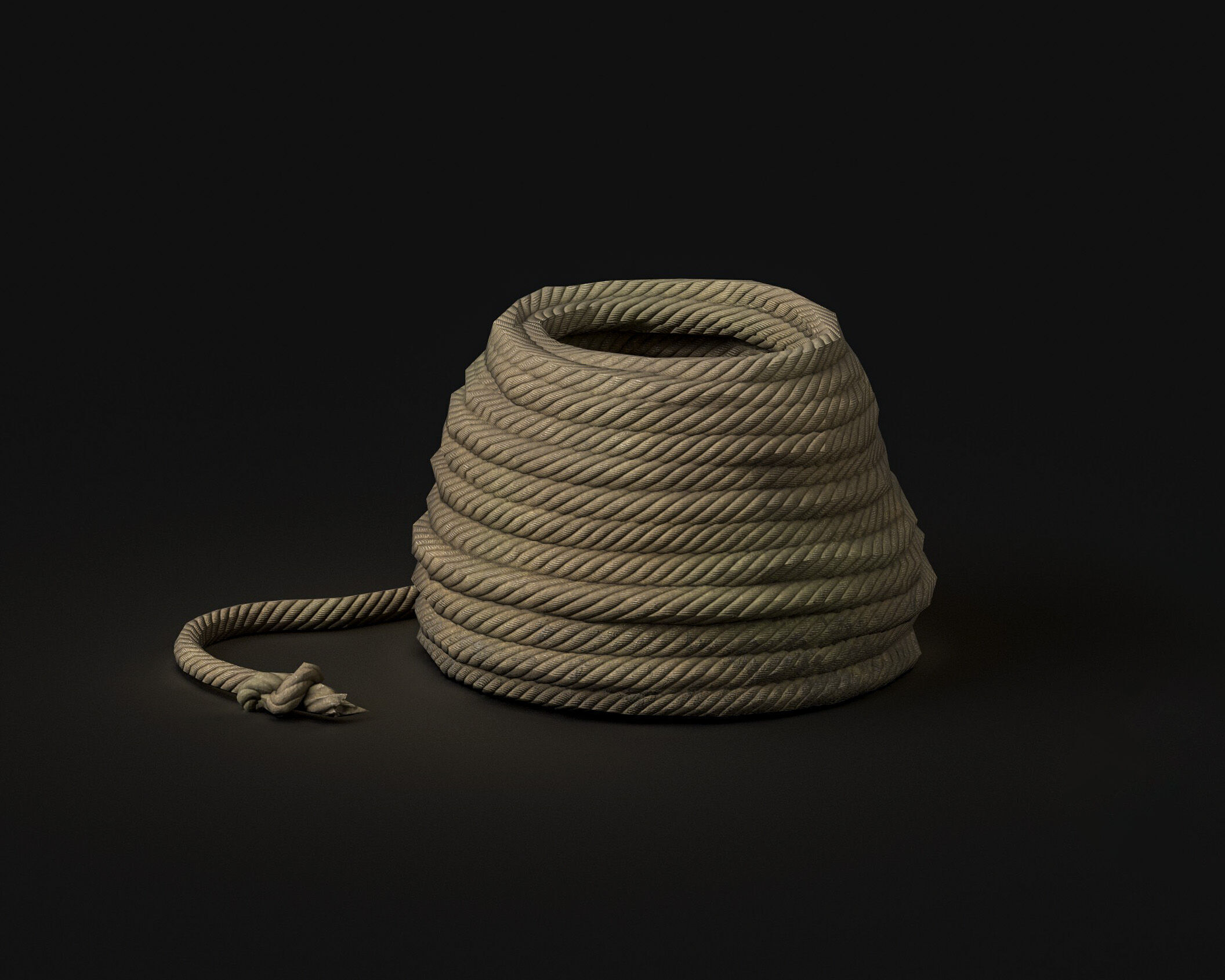 Rope coil Free low-poly 3D model_3