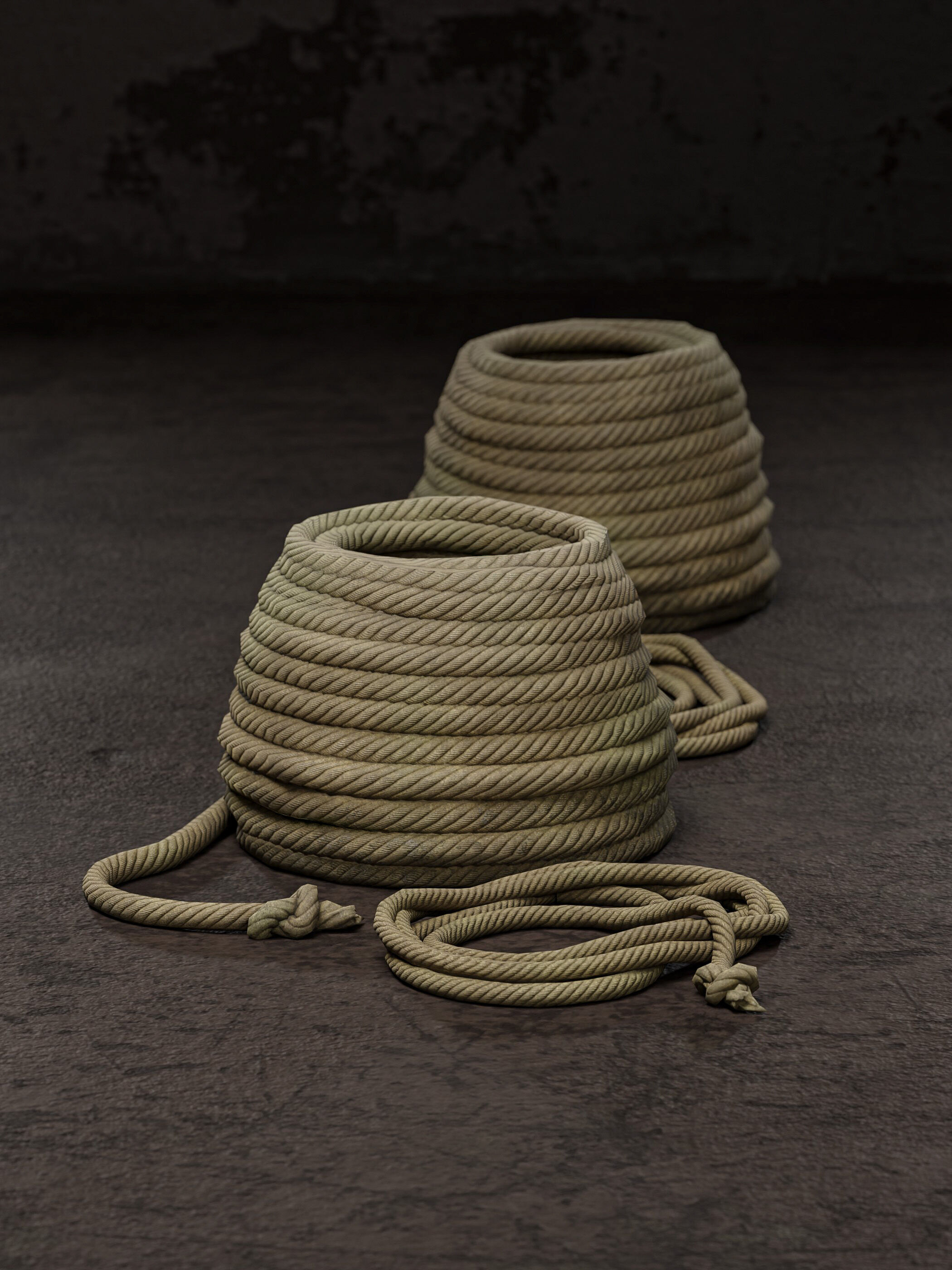 Rope coil Free low-poly 3D model_1