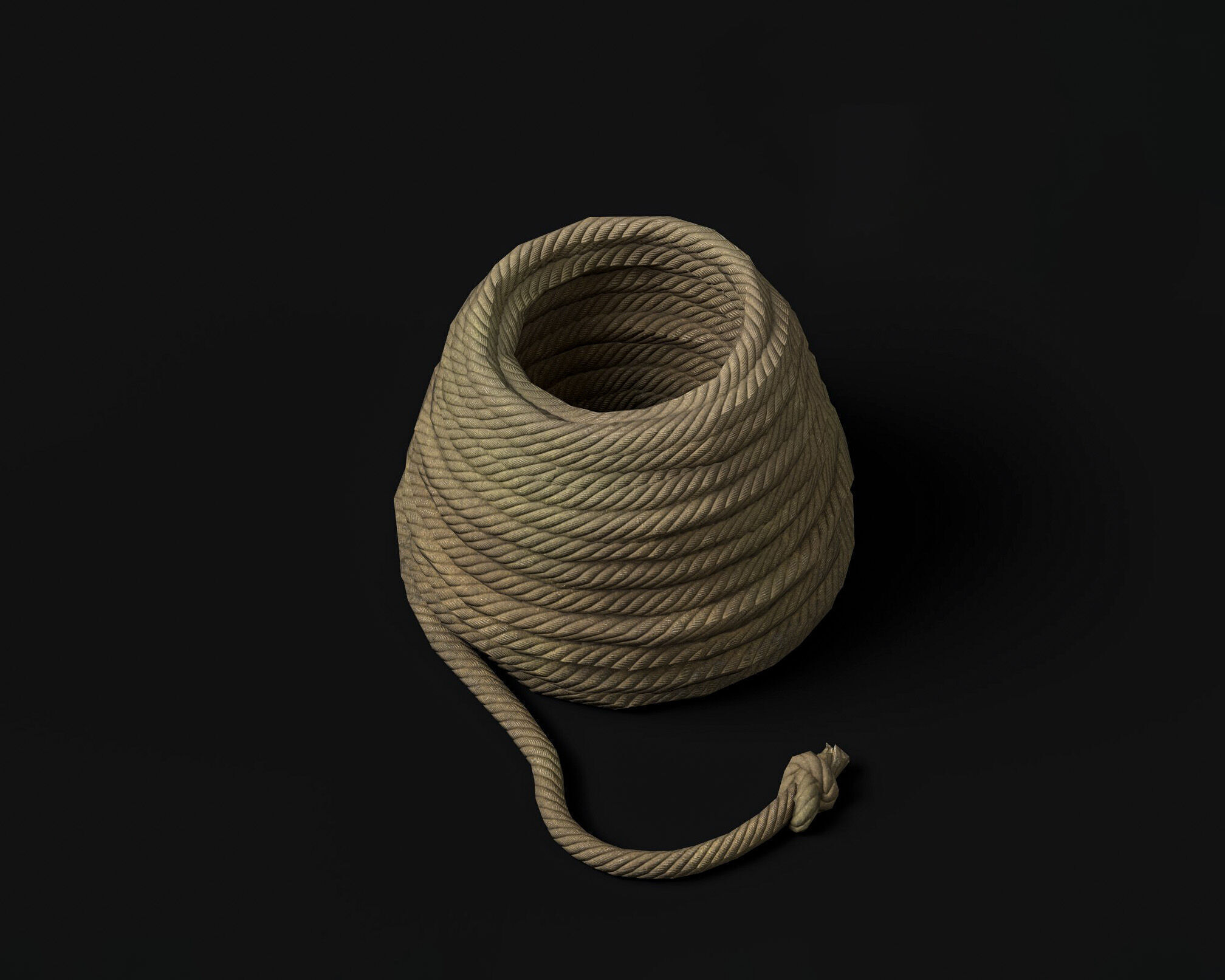 Rope coil Free low-poly 3D model_4
