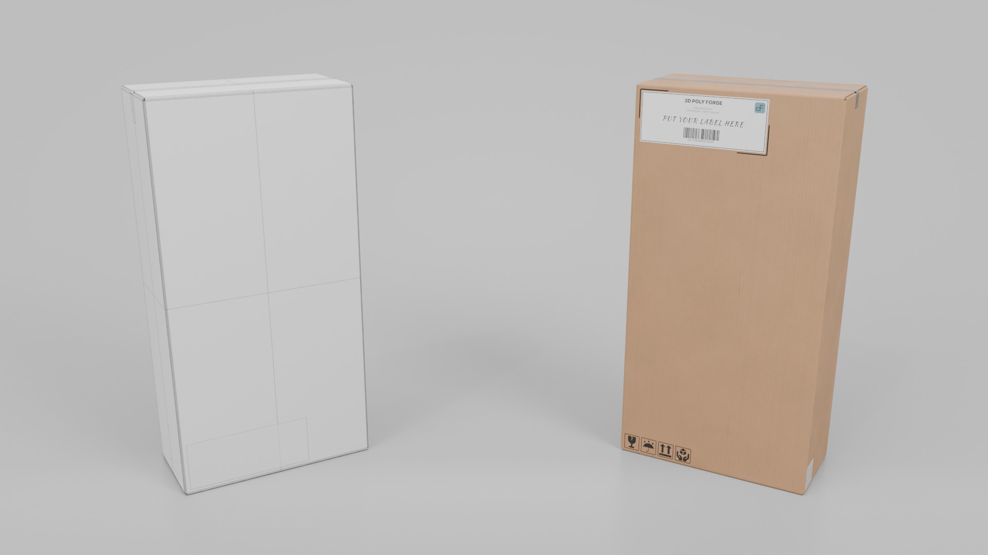 Multi-Purpose Cardboard Boxes - Rigged and Customizable Set 3D Model Collection_50