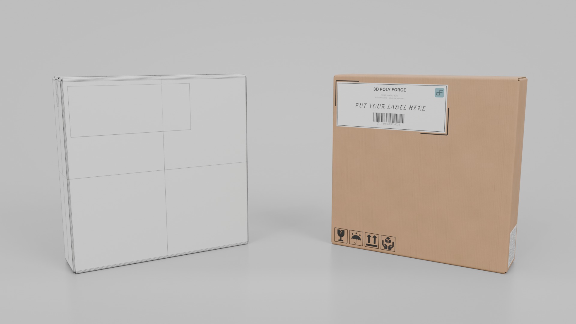 Multi-Purpose Cardboard Boxes - Rigged and Customizable Set 3D Model Collection_29