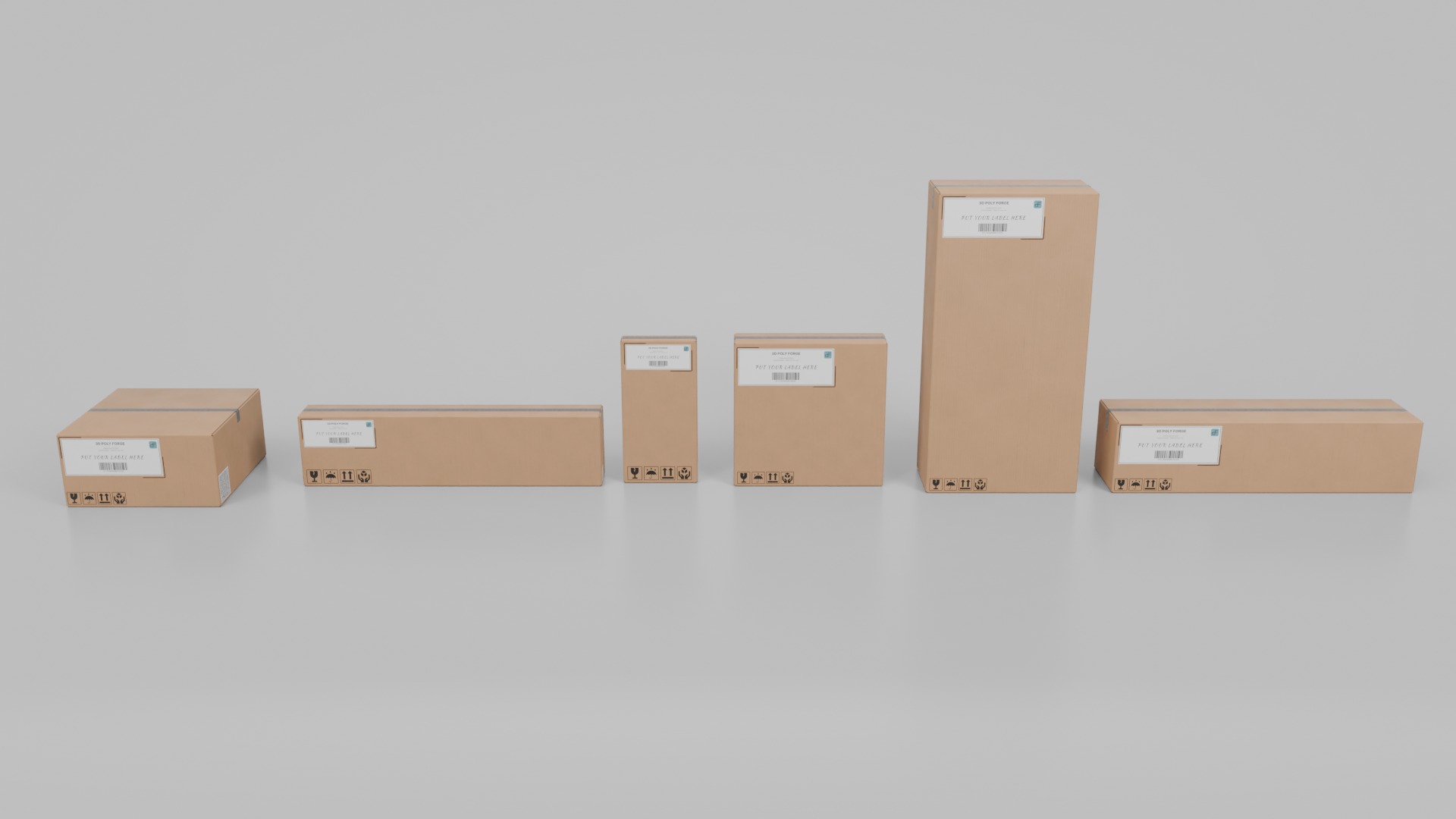 Multi-Purpose Cardboard Boxes - Rigged and Customizable Set 3D Model Collection_10