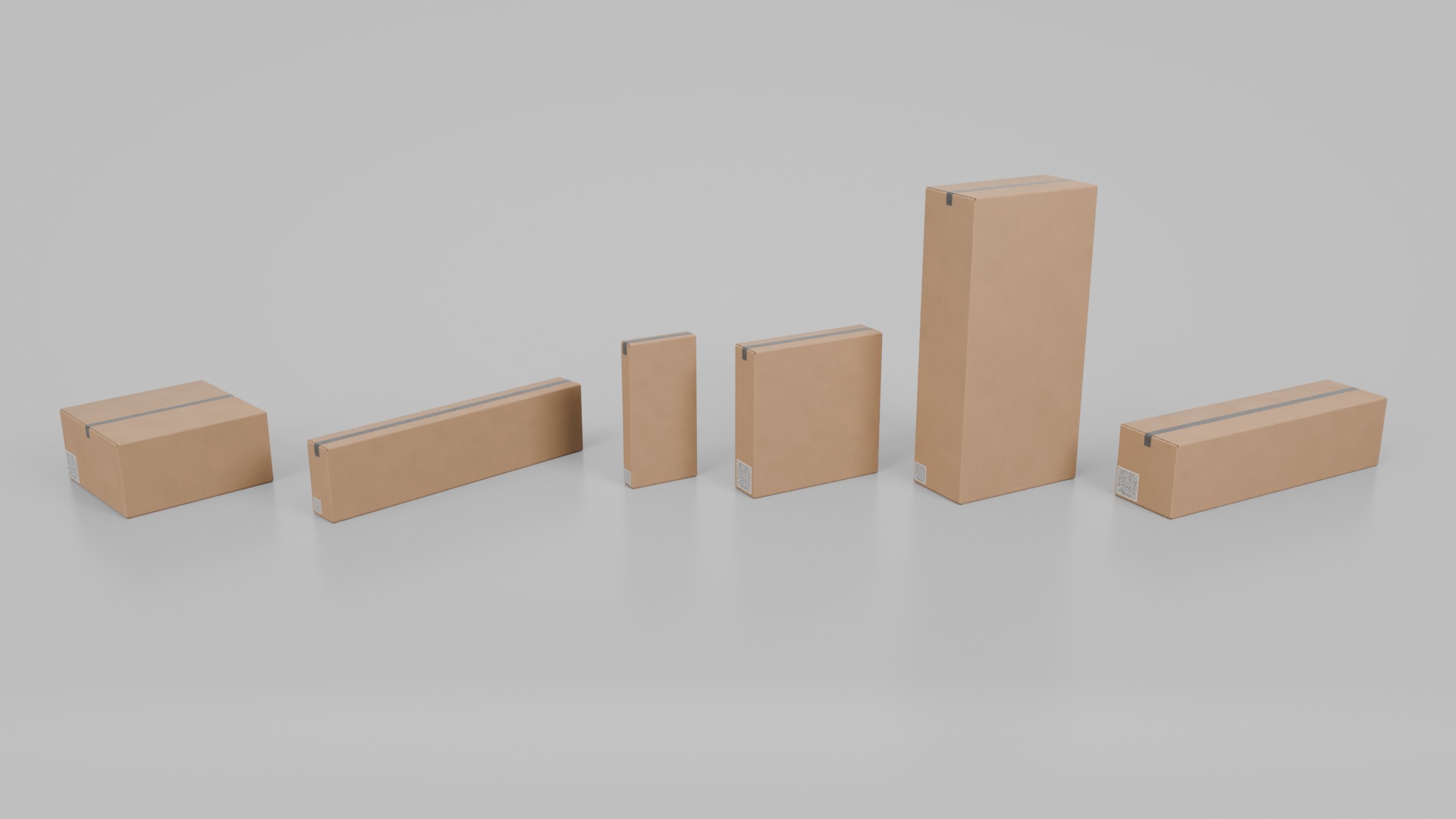 Multi-Purpose Cardboard Boxes - Rigged and Customizable Set 3D Model Collection_9
