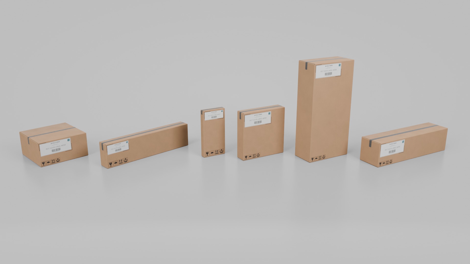 Multi-Purpose Cardboard Boxes - Rigged and Customizable Set 3D Model Collection_8